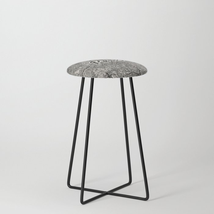 PARIS - Black and White City Map Counter Stool