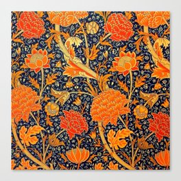 William Morris Orange Cray Floral Canvas Print