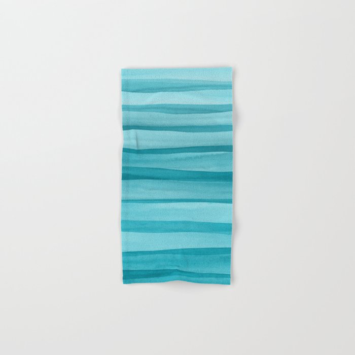 Teal Watercolor Lines Pattern Hand & Bath Towel