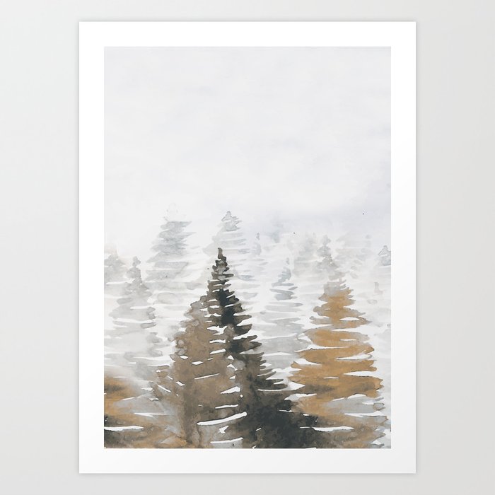 Watercolor Pine Trees 3 Art Print