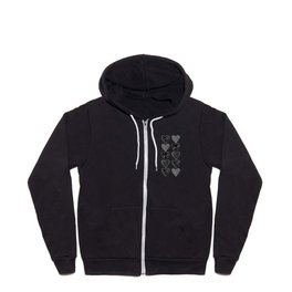 Hearts in Black and White Zip Hoodie