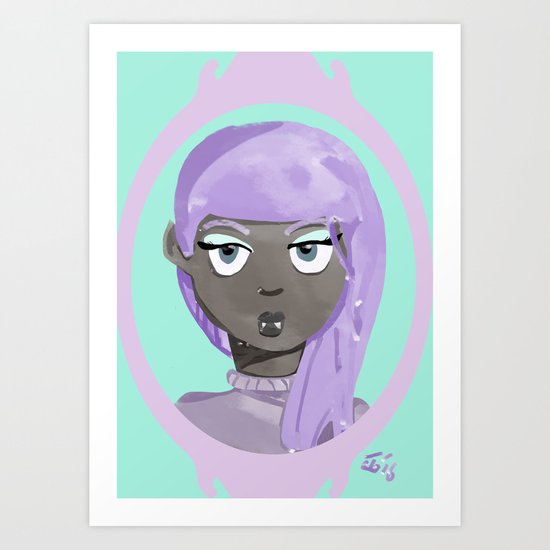 Pastel Vampire Woman Art Print