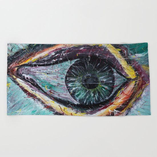 Eye in green Beach Towel