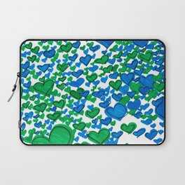 Love Collides - Blue & Green Hearts Laptop Sleeve