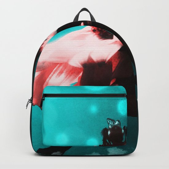 Aqua N Pink Retro Sunflower N Bee Backpack