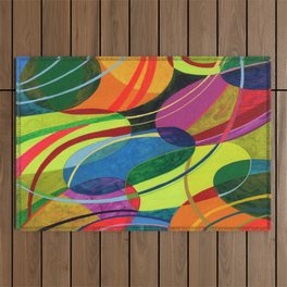 Bright Bold Colorful Abstract Linear Ovals Modern Art 20200606 Outdoor Rug
