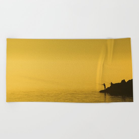 Paint Pêcheur sun yellow Beach Towel