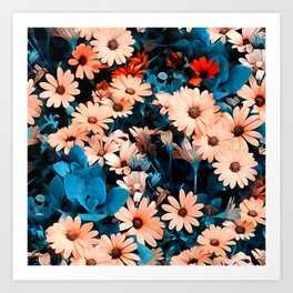 A Colorful Daisies Pattern Art Print