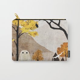 Walter in Autumn Carry-All Pouch | Painting, Smoke, Spirit, Mist, Ghost, Forest, Cabin, House, Trees, Cosy 