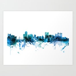 Winnipeg Canada Skyline Art Print | Watercolor, Winnipeg, 3839, Michaeltompsett, Blue, Canada, Painting, Cityscape, Tompsett, Skyline 