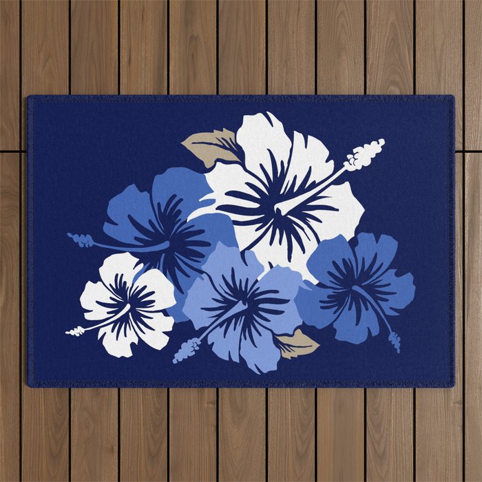 Epic Hibiscus Hawaiian Floral Aloha Shirt Print - Blue | Tapestry