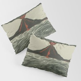 Volcano Woodcut Pillow Sham