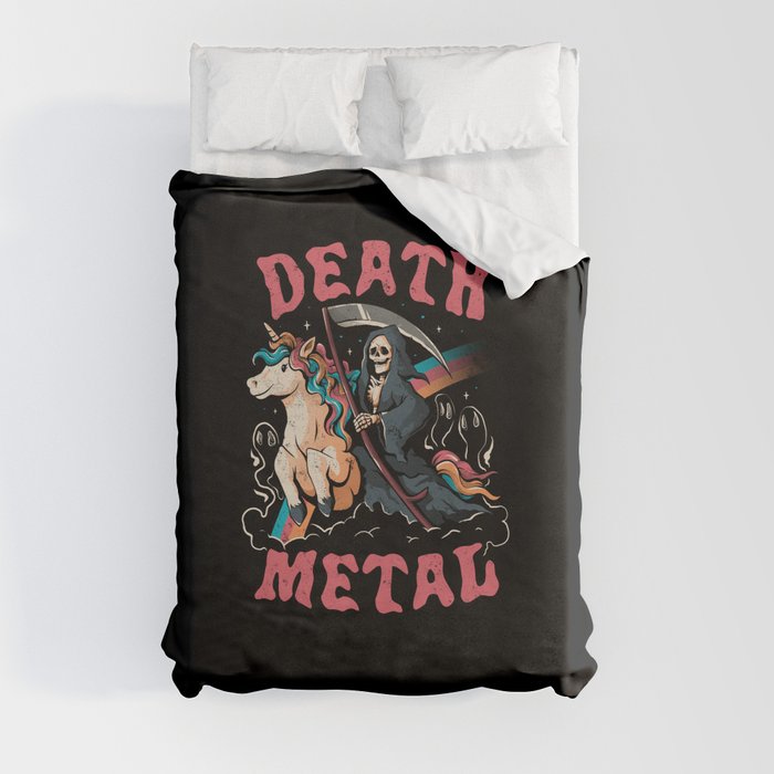 Death Metal - Cute Evil Skull Unicorn Gift Duvet Cover