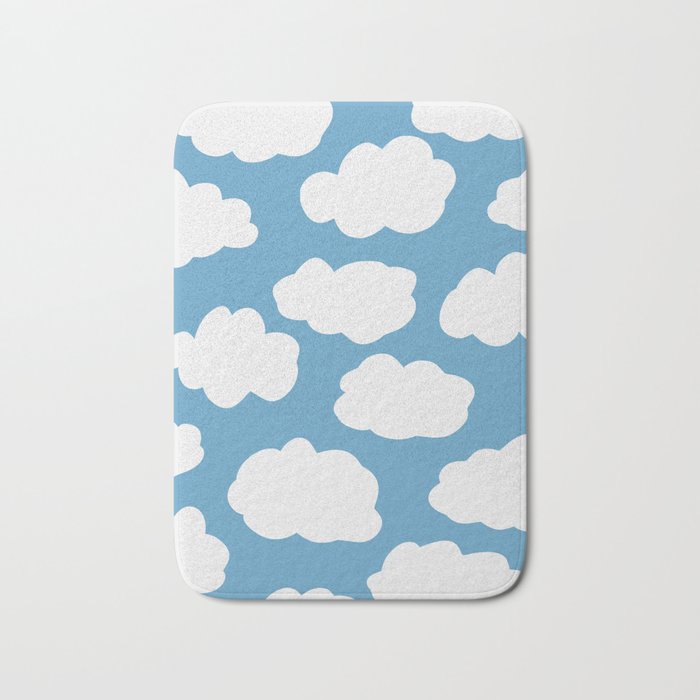 Blue Sky and Fluffy White Clouds Bath Mat