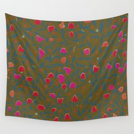 Red, Pink, and Orange Florals Wall Tapestry