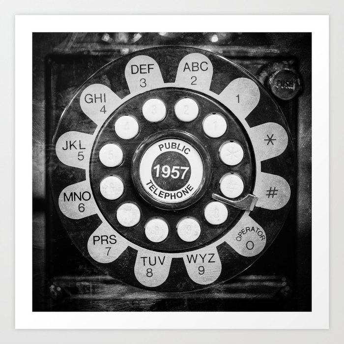 Retro 1957 Telephone in Black & White Art Print