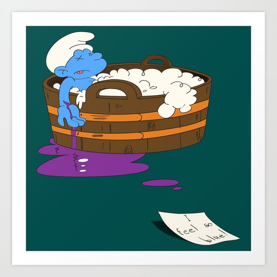 SUICIDAL SMURF Art Print