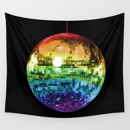 Rainbow Mirrored 1970s Disco Ball Wall Tapestry