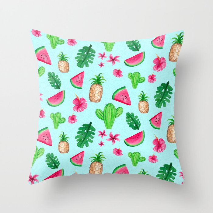 Tropical Summer Vibes Pattern Throw Pillow