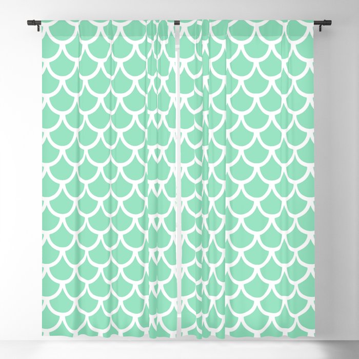 Scales (White & Mint Pattern) Blackout Curtain