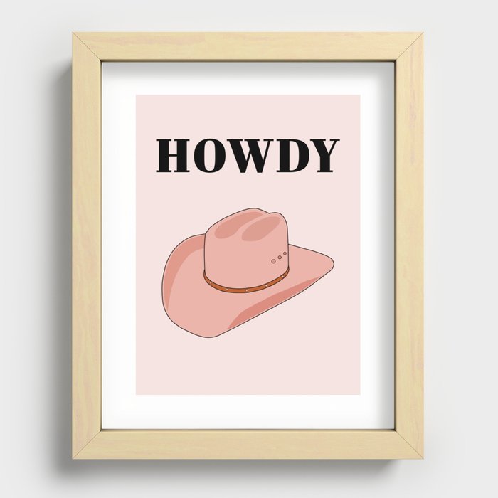 Howdy - Cowboy Hat Peach Recessed Framed Print