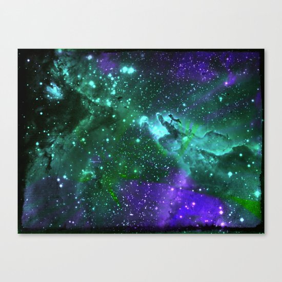 Aqua N Amethyst Space Flower Canvas Print