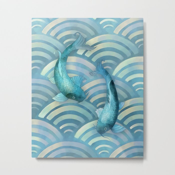 Blue Carp Koi Fish Metal Print