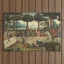 Sandro Botticelli Scenes from The Story of Nastagio degli Onesti (1) Outdoor Rug