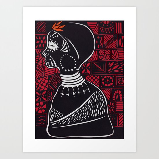 Tribal woman with traditional patterns Art Print