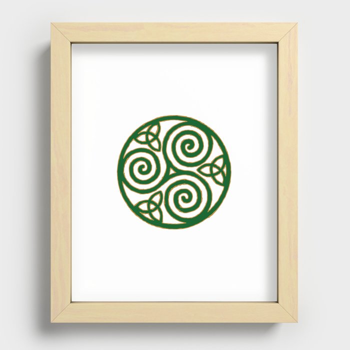 Green Triskelion Recessed Framed Print