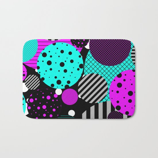 Circles, Bubbles And Stripes Bath Mat