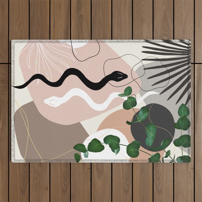 Yin Yang Snakes Eucalyptus Fan Palm Finesse #1 #tropical #decor #art #society6 Outdoor Rug