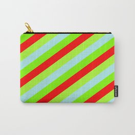 [ Thumbnail: Turquoise, Chartreuse, Red & Light Green Colored Lines/Stripes Pattern Carry-All Pouch ]