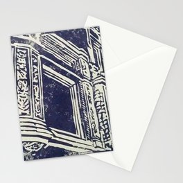 victorian house facade detail linocut print Stationery Cards