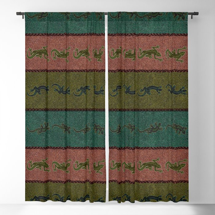 Playful Gecko on Rich Velvet Stripes Blackout Curtain