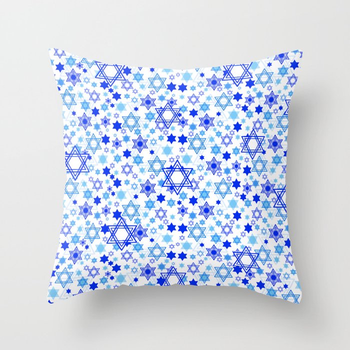 Dynamic Blue Stars of David Pattern Throw Pillow