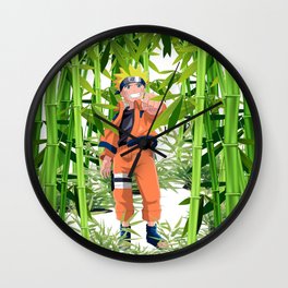 Hero anime in the bamboo forest Wall Clock