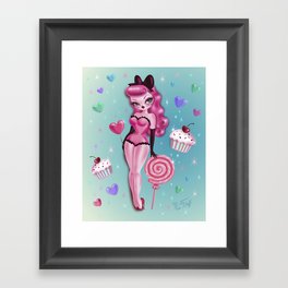 Sugar Pinup Doll Gerahmter Kunstdruck | Drawing, Cupcakeart, Candyart, Missfluff, Cupcakes, Lollipops, Pinupgirl, Kawaiiart, Pinkhair 