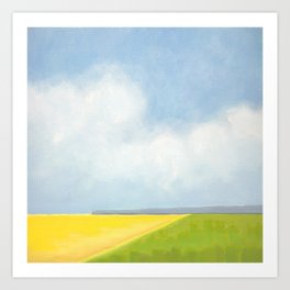 Abstract Landscape With Flowers and Blue Sky Art Print