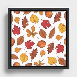 Autumn Leaves Watercolor Pattern | Fall Leaves | Autumn Foliage Design | Framed Canvas