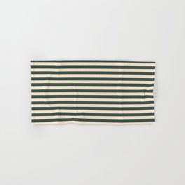 [ Thumbnail: Bisque & Dark Slate Gray Colored Stripes Pattern Hand & Bath Towel ]