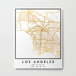 LOS ANGELES CALIFORNIA CITY STREET MAP ART Metal Print