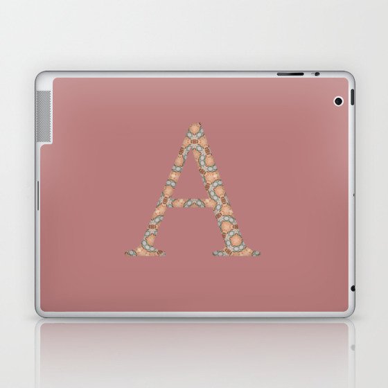 Dusky Pink Monogram Letter 'A' Laptop & iPad Skin