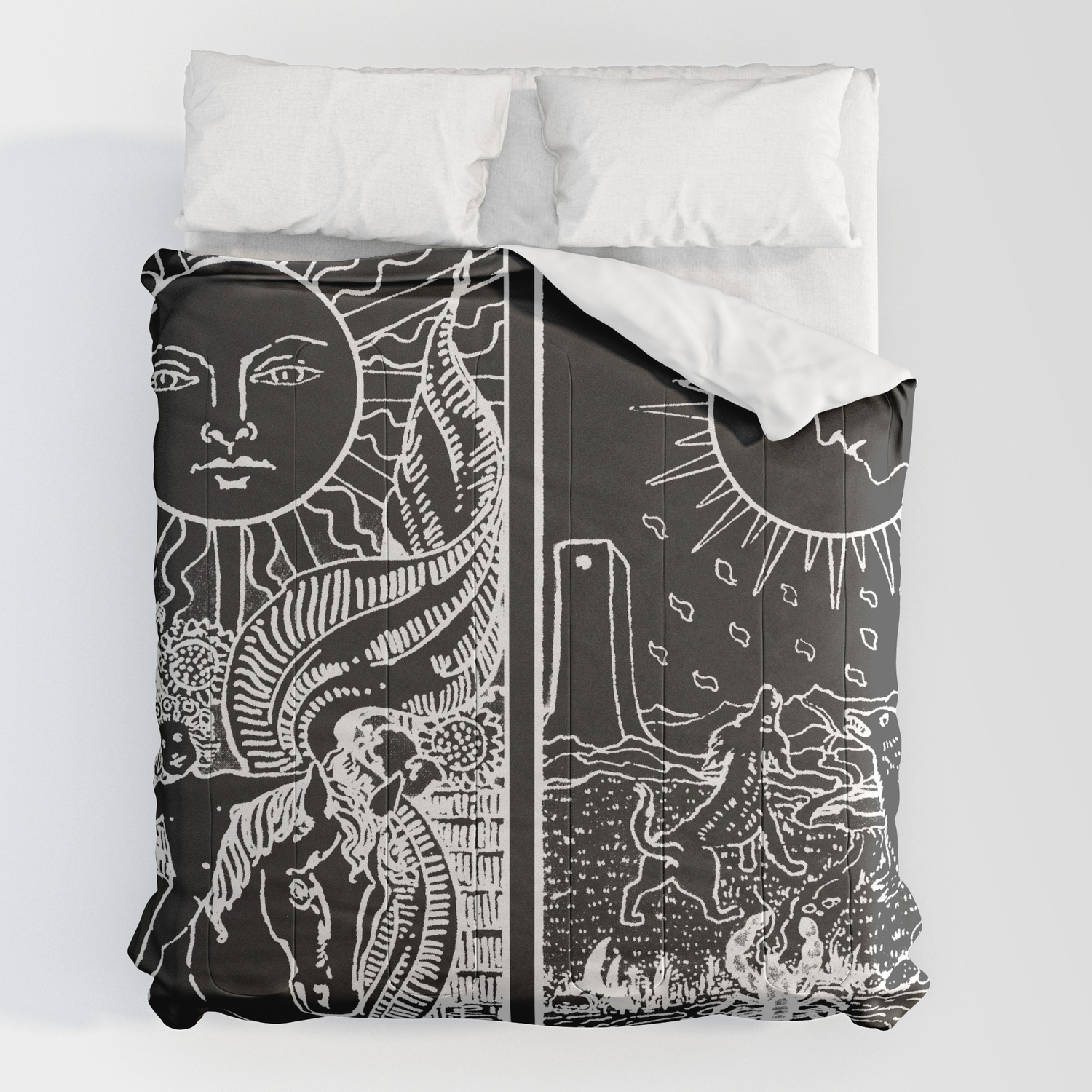 The Sun And Moon Tarot Cards Obsidian Pearl Comforters By Danieljohndesign Society6