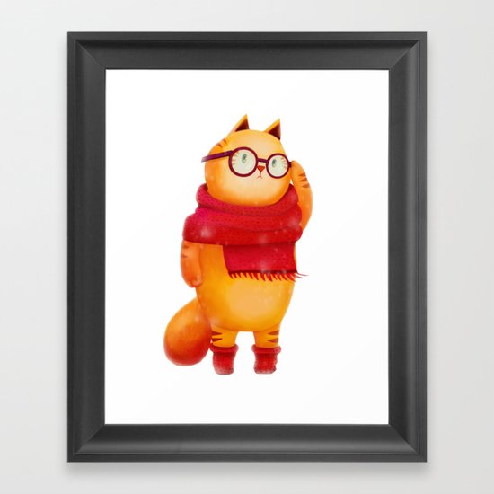 Smart cat Framed Art Print