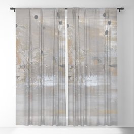 Silver and Gold Abstract Sheer Curtain