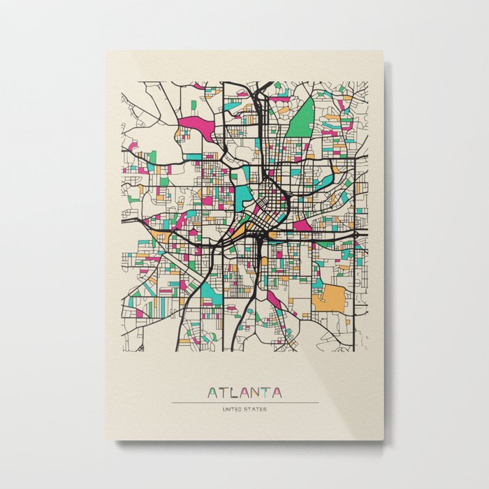 Colorful City Maps: Atlanta, Georgia Metal Print