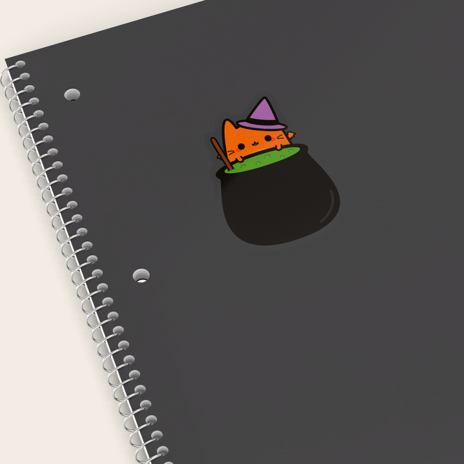 Cat Bat With Cauldron Sticker By Peppermintpopuk Society6