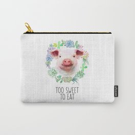 Too Sweet to Eat Vegan Statement Pig Watercolor Carry-All Pouch | Plants, Animalrights, Pigwatercolor, Floral, Veganstatement, Succultwreath, Graphicdesign, Succult, Cruelty Free, Toosweettoeat 