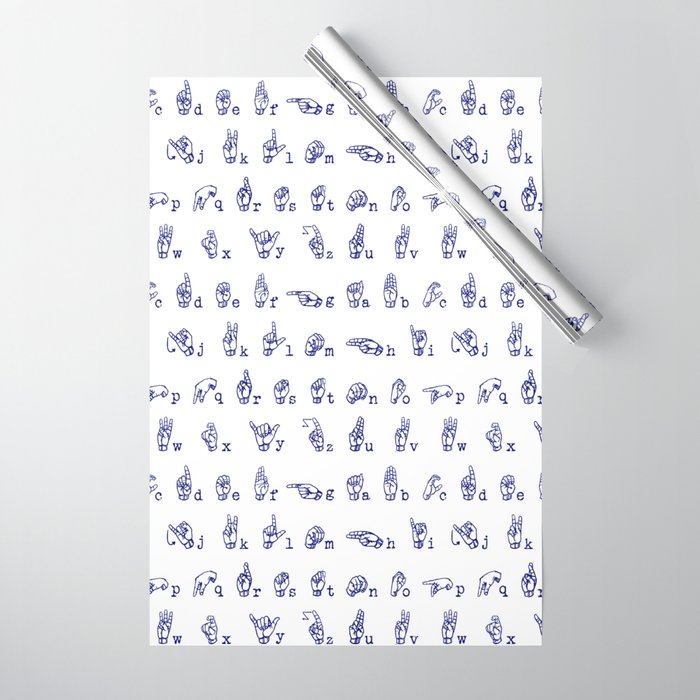 ASL Alphabet // Blue Wrapping Paper